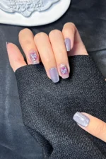 Kedi Gözü Cat Eye Kısa Küt 10 Adet Takma Tırnak Seti T151 - Görsel 4