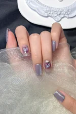 Kedi Gözü Cat Eye Kısa Küt 10 Adet Takma Tırnak Seti T151 - Görsel 5