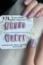 Kedi Gözü Kısa Küt 10 Adet Takma Tırnak Seti T002 - Görsel 4