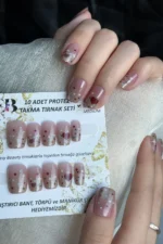 Kedi Gözü Kısa Küt 10 Adet Takma Tırnak Seti T019 - Görsel 2