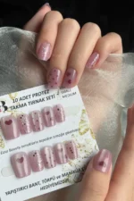 Kedi Gözü Kısa Küt 10 Adet Takma Tırnak Seti T058 - Görsel 2