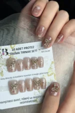 Kedi Gözü Kısa Küt 10 Adet Takma Tırnak Seti T061 - Görsel 4