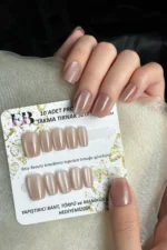 Kedi Gözü Kısa Küt 10 Adet Takma Tırnak Seti T098 - Görsel 2