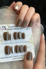 Kedi Gözü Kısa Küt 10 Adet Takma Tırnak Seti T115 - Görsel 2