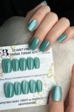 Kedi Gözü Kısa Küt 10 Adet Takma Tırnak Seti T127