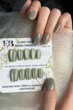 Kedi Gözü Kısa Küt 10 Adet Takma Tırnak Seti T130