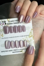 Kedi Gözü Kısa Küt 10 Adet Takma Tırnak Seti T133 - Görsel 2