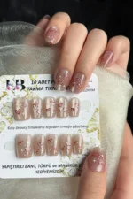 Kedi Gözü Kısa Küt 10 Adet Takma Tırnak Seti T166