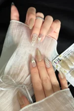 Kedi Gözü Orta Badem Tırnak 10 Adet Takma Tırnak Seti T174