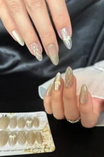 Kedi Gözü Orta Badem Tırnak 10 Adet Takma Tırnak Seti T174 - Görsel 2