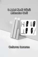 Kedi Gözü Mıknatıs - Çok Kuvvetli Mıknatıs - Cat Eye Magnet - Kalıcı Oje - Kalp ve Siyah 3