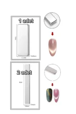 Kedi Gözü Mıknatıs - Çok Kuvvetli Mıknatıs - Cat Eye Magnet - Kalıcı Oje - Kalp ve Siyah 3 - Görsel 2