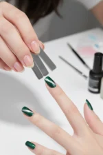 Kedi Gözü Mıknatıs - Çok Kuvvetli Mıknatıs - Cat Eye Magnet - Kalıcı Oje - Kalp ve Siyah 3 - Görsel 3