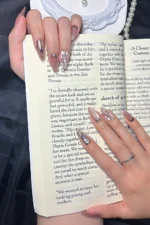 Kedi Gözü Tırnak 10 Adet Badem Takma Tırnak Seti Yapıştırıcılı T136 - Görsel 9