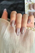 Kedi Gözü Yuvarlak Tırnak 24 Adet Bordo Takma Tırnak Seti W1572 - Görsel 2