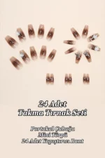 Kelebekli Küt Uzun Takma Tırnak 24 Adet Takma Tırnak Seti Z612 - Görsel 8