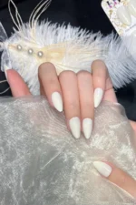 Kısa Badem Beyaz 24 Adet Takma Tırnak Seti W1509 - Görsel 3