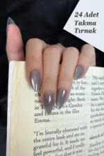 Kısa Badem Kedi Gözü 24 Adet Takma Tırnak Seti W1506 - Görsel 3