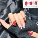 Kısa Bordo French Takma Tırnak 24 Adet Takma Tırnak Seti W1771