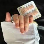 Kısa French Takma Tırnak 24 Adet Takma Tırnak Seti Yıldız Desenli Tırnak R852