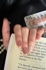 Kısa French Takma Tırnak 24 Adet Takma Tırnak Seti Yıldız Desenli Tırnak R852 - Görsel 3