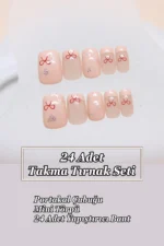 Kısa French Takma Tırnak 24 Adet Takma Tırnak Seti Yıldız Desenli Tırnak R852 - Görsel 5