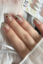 Kısa Küt 24 Adet Takma Tırnak Seti Simli ve Yıldızlı Tırnak R853 - Görsel 2