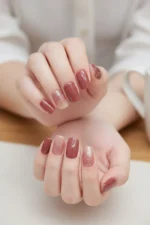 Kısa Küt 24 Adet Takma Tırnak Seti Simli ve Yıldızlı Tırnak R881 - Görsel 6