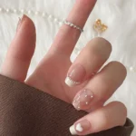 Kısa Takma Tırnak 10 Adet Charm Taşlı Küt Tırnak T074