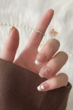 Kısa Takma Tırnak 10 Adet Charm Taşlı Küt Tırnak T074