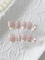 Kısa Takma Tırnak 10 Adet Charm Taşlı Küt Tırnak T074 - Görsel 3