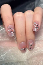 Kısa Takma Tırnak 10 Adet Simli ve Taşlı Küt Tırnak T053 - Görsel 7