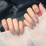 Kısa Takma Tırnak Seti 10 Adet Simli ve Desenli Tırnak Yapıştırıcı Dahil T022