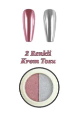 Krom Tozu 2 Renk Nail Art Ayna Tozu İnci Tozu Kullanımı Kolay 1-1