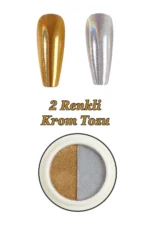 Krom Tozu 2 Renk Nail Art Ayna Tozu İnci Tozu Kullanımı Kolay 6-1