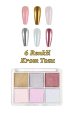 Krom Tozu 6 Renk Nail Art Ayna Tozu İnci Tozu Kullanımı Kolay 06