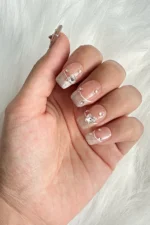 Küt Kedi Gözü French Protez Tırnak 10 Adet El Yapımı Takma Tırnak Seti 3710