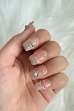 Küt Kedi Gözü French Protez Tırnak 10 Adet El Yapımı Takma Tırnak Seti 3710 - Görsel 3