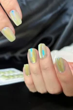 Aura Parıltılı Kedi Gözü Kısa Küt 10 Adet Takma Tırnak Seti T035 - Görsel 4