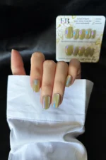 Aura Parıltılı Kedi Gözü Kısa Küt 10 Adet Takma Tırnak Seti T035 - Görsel 5