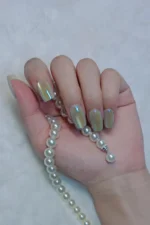 Aura Parıltılı Kedi Gözü Kısa Küt 10 Adet Takma Tırnak Seti T035 - Görsel 7