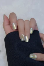 Aura Parıltılı Kedi Gözü Kısa Küt 10 Adet Takma Tırnak Seti T035 - Görsel 8