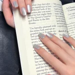 Gri Kedi Gözü Kısa Küt 10 Adet Takma Tırnak Seti T126