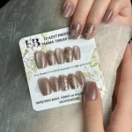 Kedi Gözü Kısa Küt Kahverengi 10 Adet Takma Tırnak Seti T020