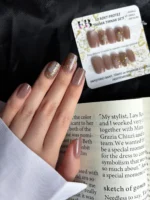 Kedi Gözü Kısa Küt Kahverengi 10 Adet Takma Tırnak Seti T020 - Görsel 4