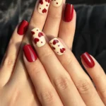 Kısa Küt 10 Adet Kırmızı Takma Tırnak Seti T093