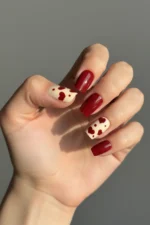 Kısa Küt 10 Adet Kırmızı Takma Tırnak Seti T093 - Görsel 6