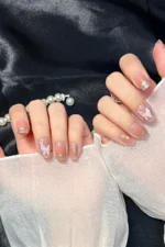 Kısa Küt Altın Kabartmalı 10 Adet Takma Tırnak Seti T102 - Görsel 4