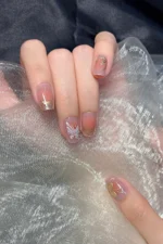 Kısa Küt Altın Kabartmalı 10 Adet Takma Tırnak Seti T102 - Görsel 5