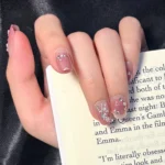 Kısa Küt İnci Taşı Süslemeli 10 Adet Takma Tırnak Seti T051